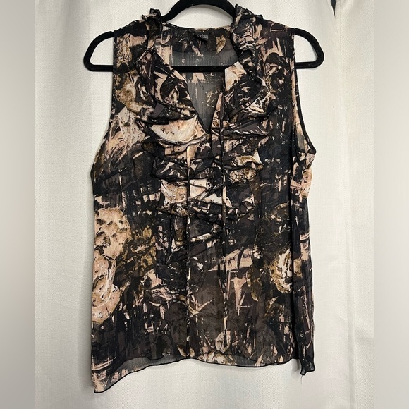 Spense Black and Beige Sheer Sleeveless Blouse - Picture 9 of 9